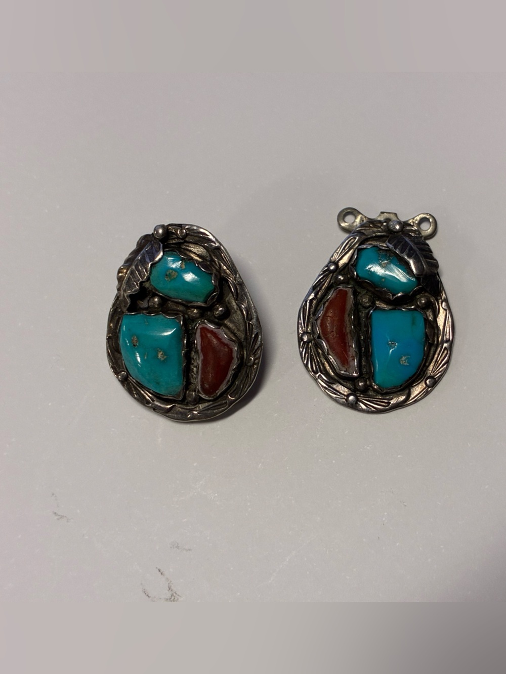 Vintage Navajo Sterling Turquoise Teardrop Earrings